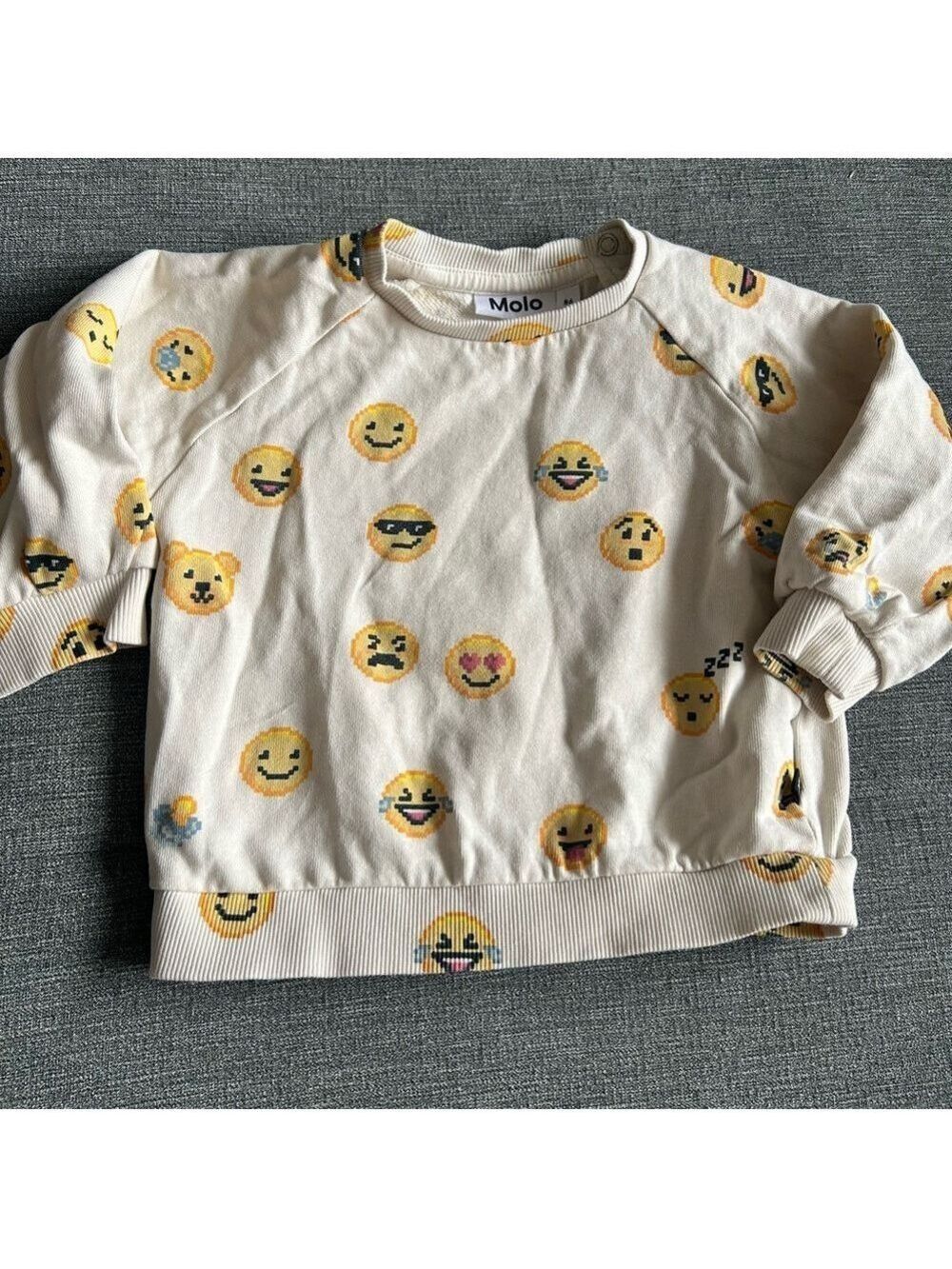 Molo Kids Sweatshirt Cream Yellow Emoji Disc